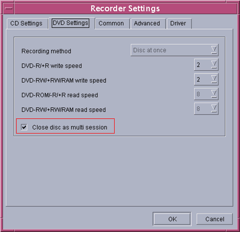 Close Disc as Multi Session